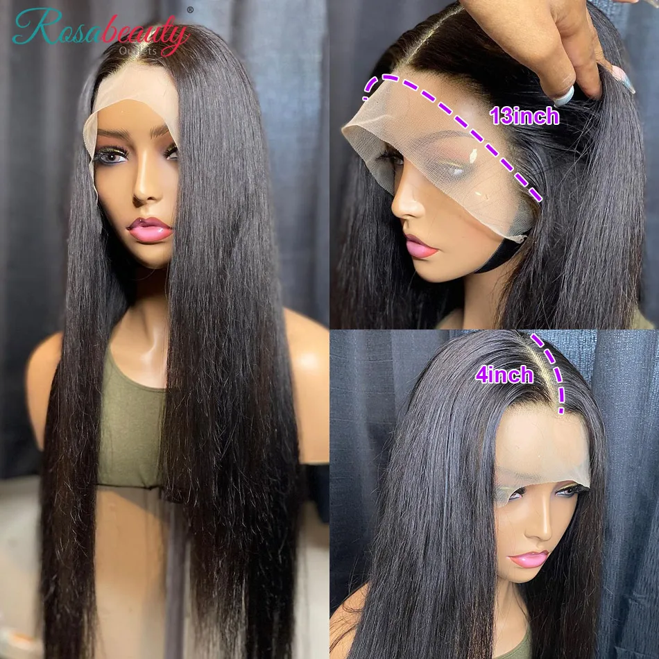 Rosabeauty 13x4 прямые передние парики из человеческих волос на сетке 14-40 дюймов