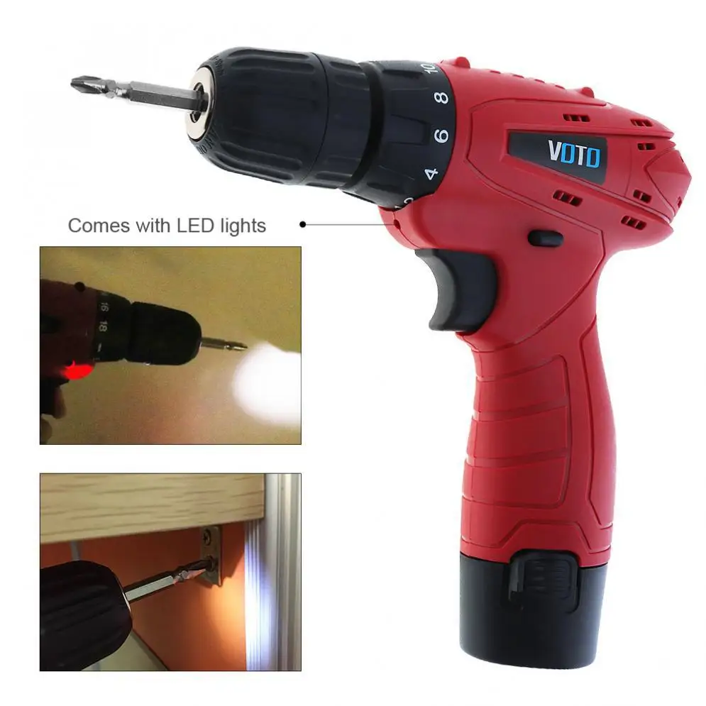 

AMYGOJJ VT101 AC 100 - 240V Electric Cordless Screwdriver with 2*Rechargeable Lithium Battery and 18 Gear Torque