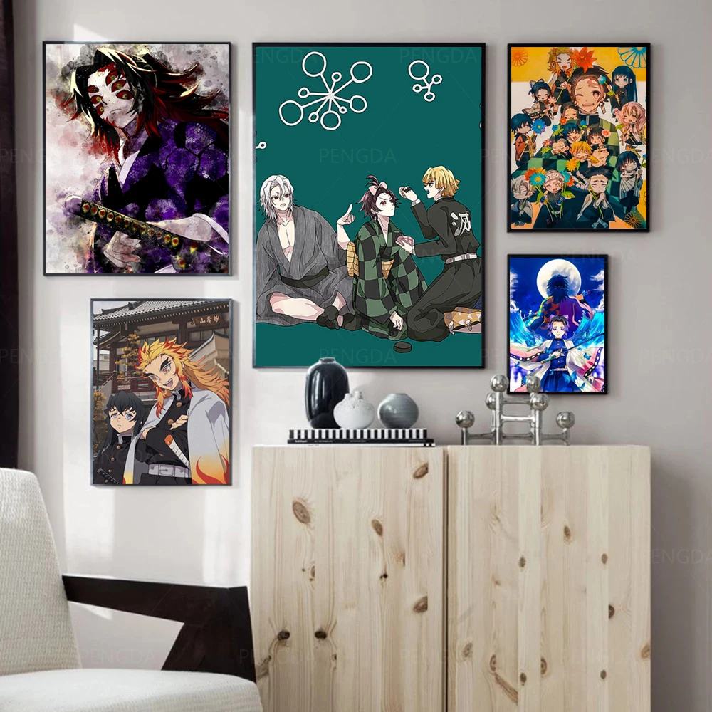 

Canvas HD Printed Poster Demon Slayer Anime Japan Fire Home Decor Painting Wall Art Picture For Living Room Modular No Framed