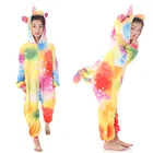 Пижама для детей комбинезон в виде животных зимняя фланелевая теплая Пижама единорог с капюшоном аниме кигуруми косплей костюм детская одежда для вечеринки