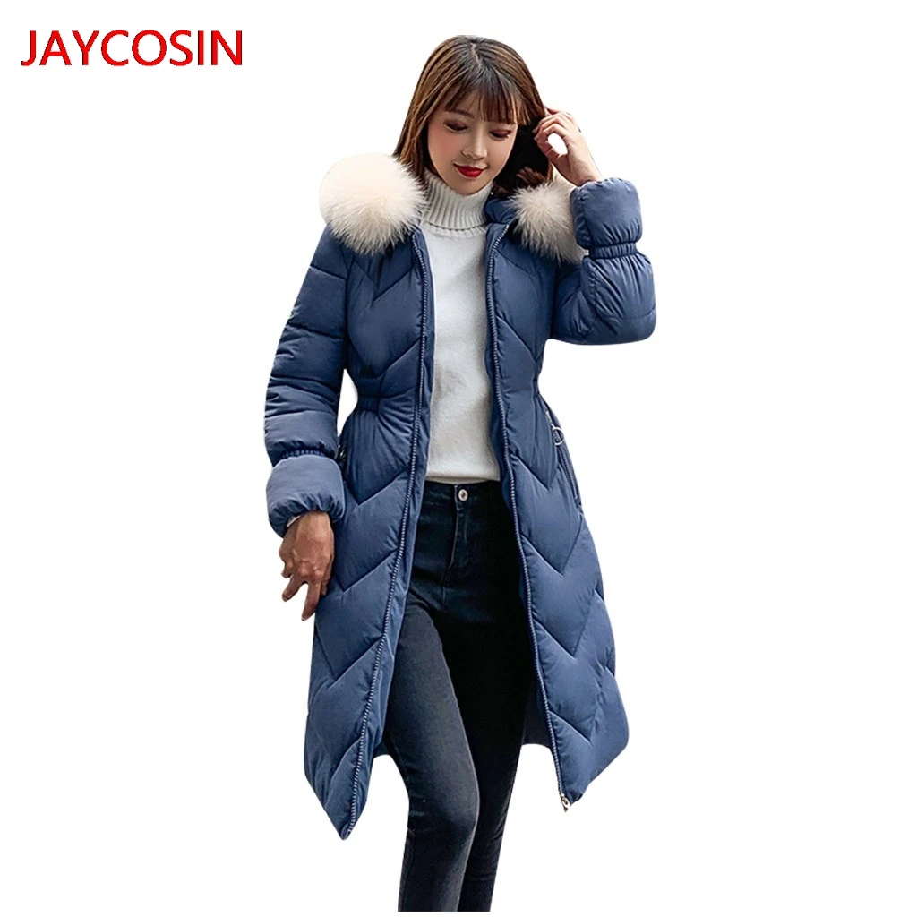 

JAYCOSIN Women's Parkas Women Winter Warm Hooded Thick Zipper Pocket Slim Jacket 2019 Overcoat Outcoat Coat New Arrival L4008029