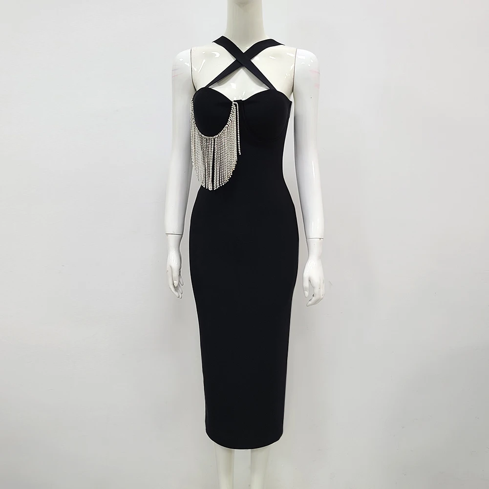 Женское летнее сексуальное облегающее бандажное платье с перекрещивающейся