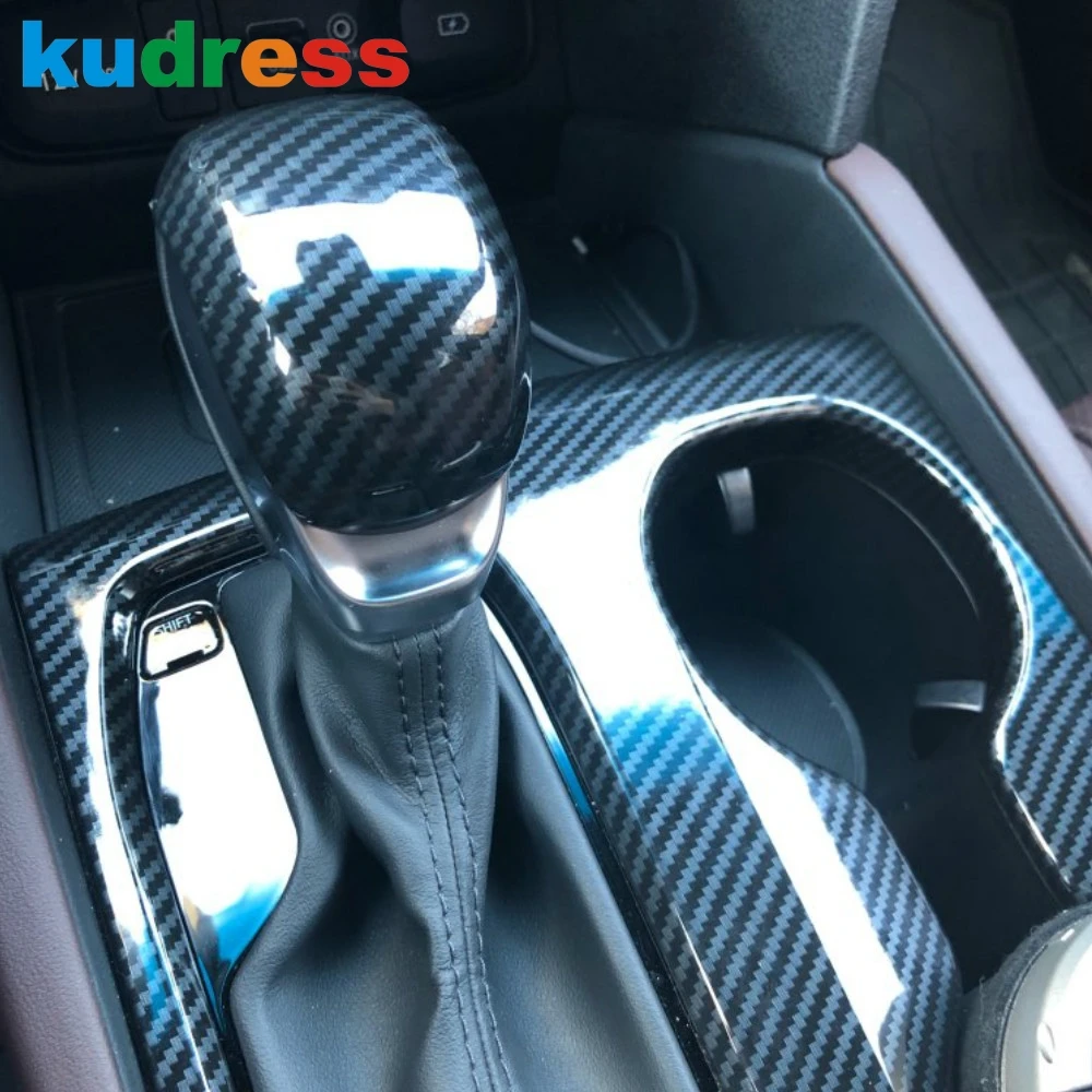Для Hyundai Santa Fe 2019 2020 2021 углеродное волокно на головке переключения передач Konb