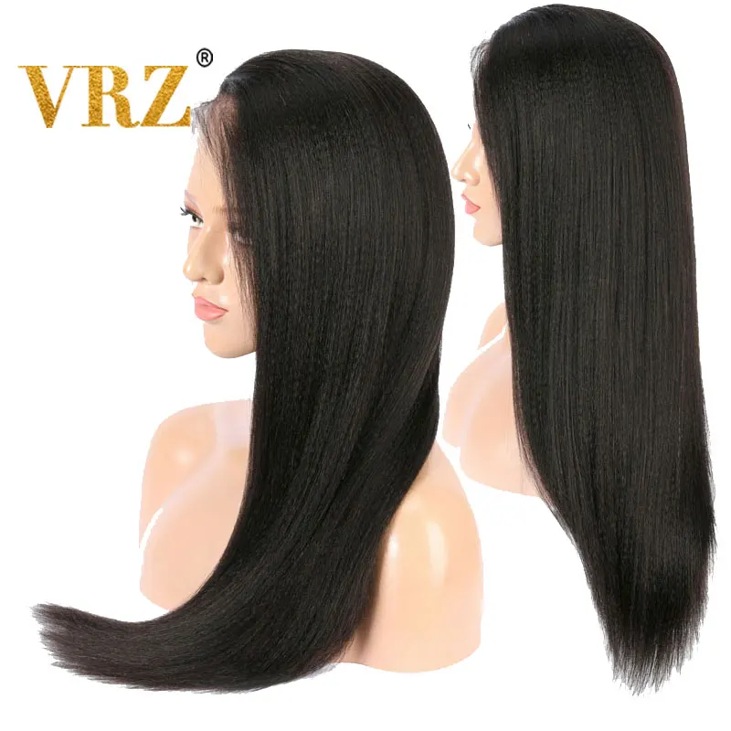 

VRZ кружевные передние парики Yaki прямые 13X6 человеческие волосы парики для черных женщин 360 кружевной передний al парик предварительно выщипан...