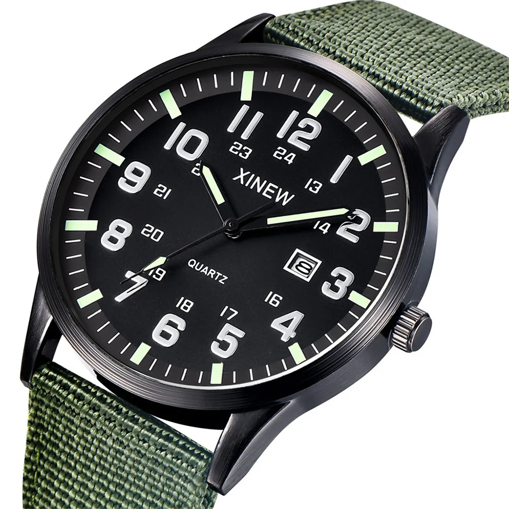 

Watches Mens Fashion 2021 Trend Luminous Calendar Canvas Cloth Bands Luxury Brand Men's Watch Quartz Wrist Watches For Men Clock