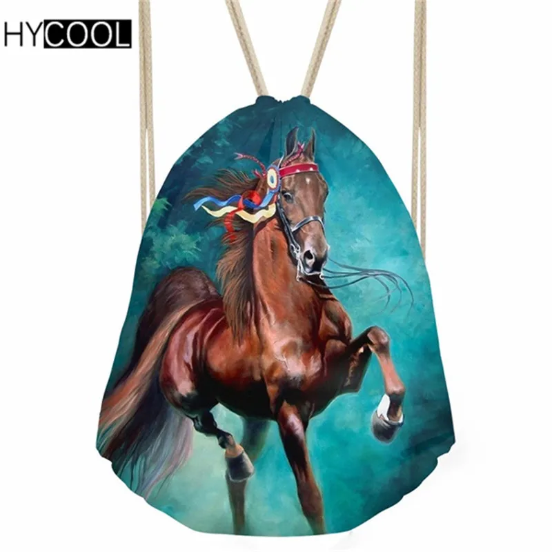 HYCOOL крутые 3D с принтом Crazy Horse для женщин и мужчин мешки кулиской модные пляжные
