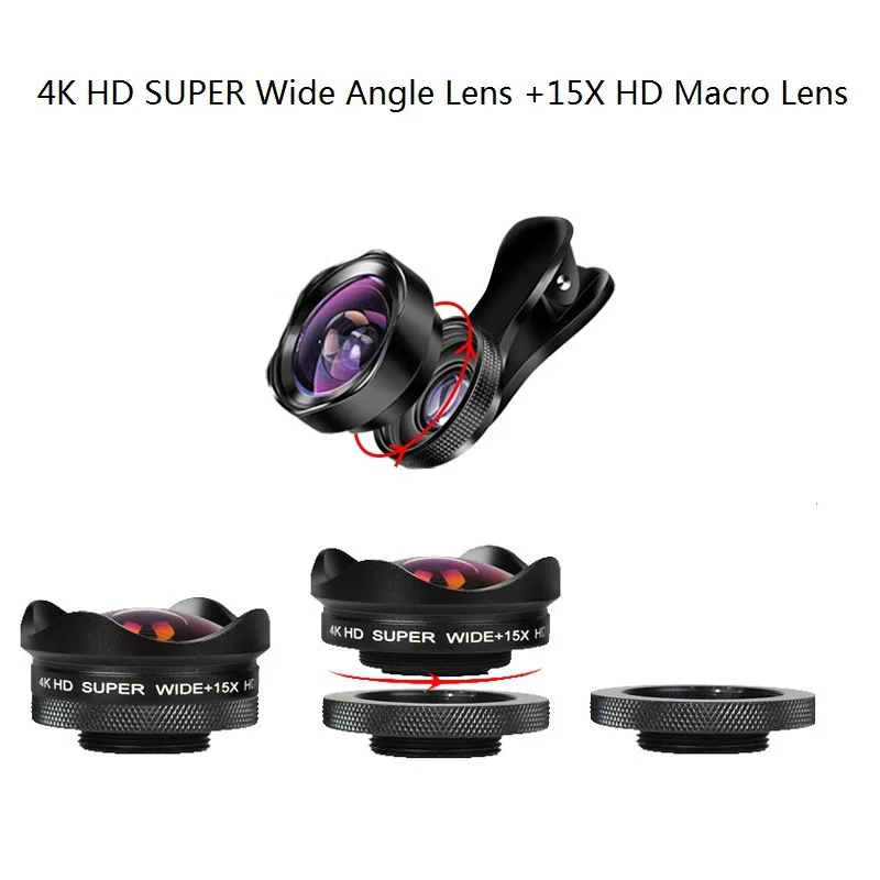 Набор объективов для камеры рыбий глаз широкоугольный мобильный телефон