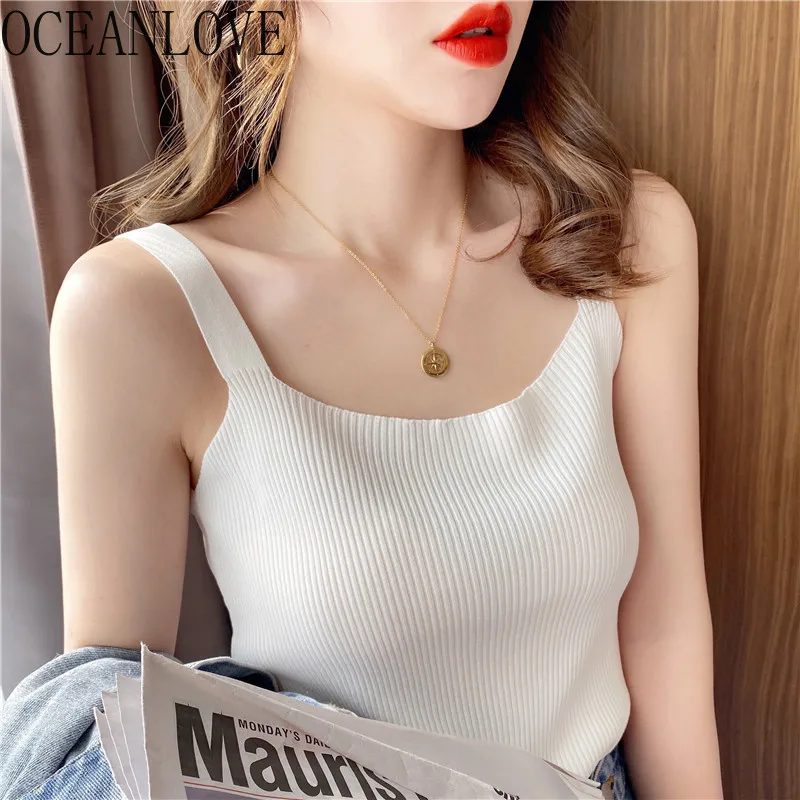 OCEANLOVE однотонные трикотажные майки модные пикантные корейские без рукавов весна