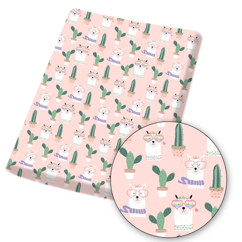 

Polyester Cotton Fabric By The Meter Cartoon Alpaca Printed Cloth for Tissue Children Clothes Sewing Quilting Patchwork 45*145cm