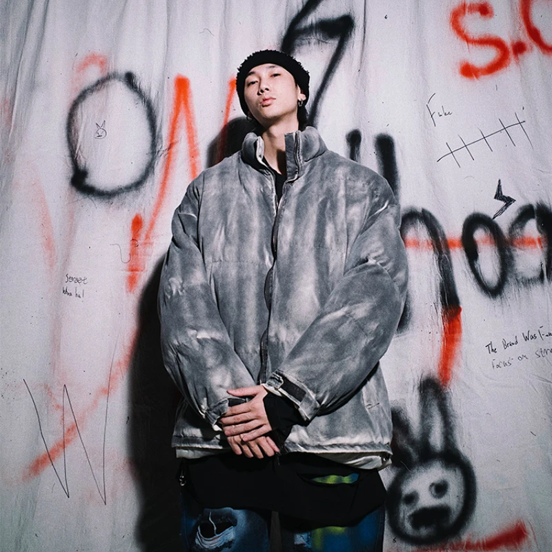 Грязный цвет печати Толстая стеганая куртка для мужчин s High Street зимние старые