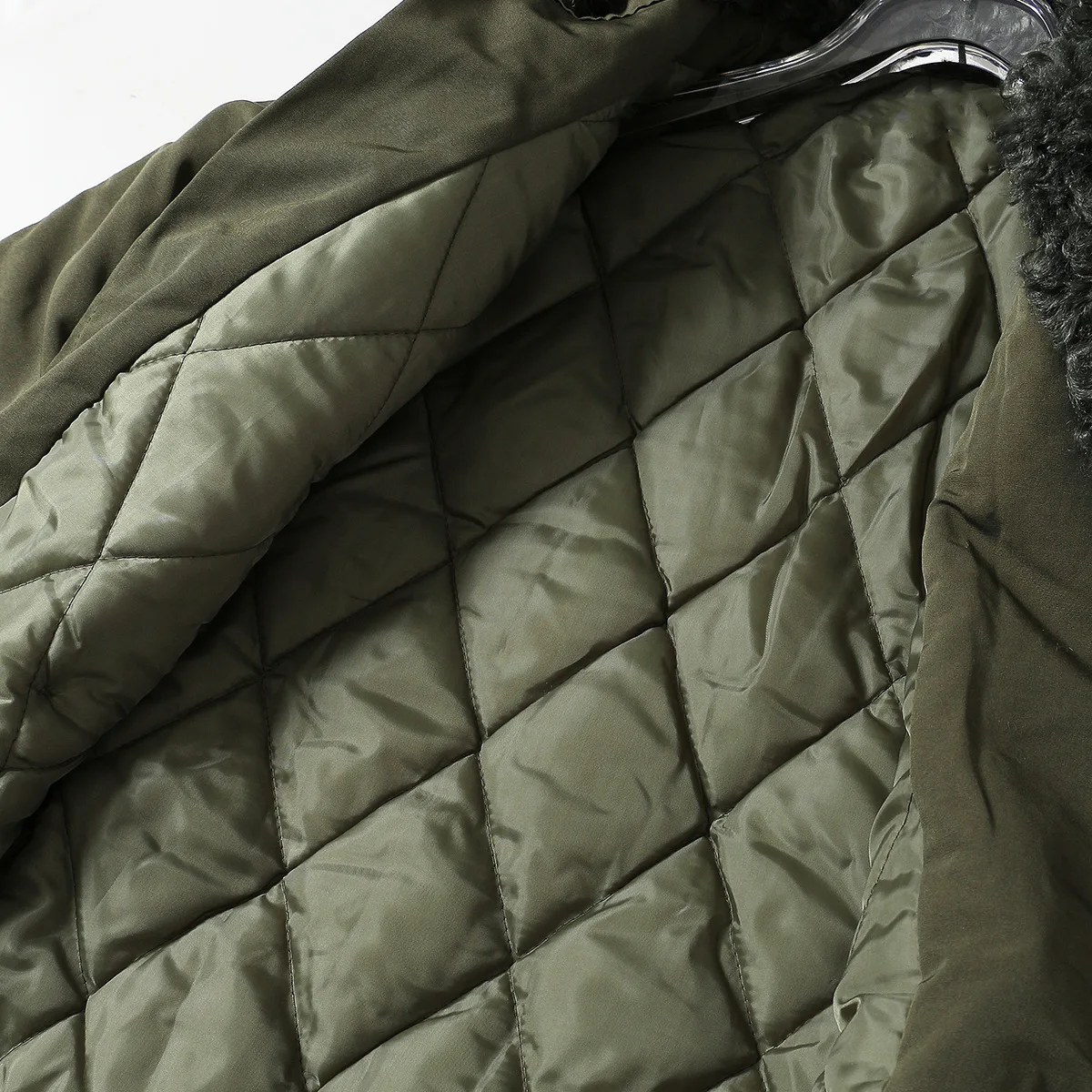 

DEAT 2021 new turn-down collar full sleeves shearling fur single breasted army green coat cotton padded jacket WO53606L