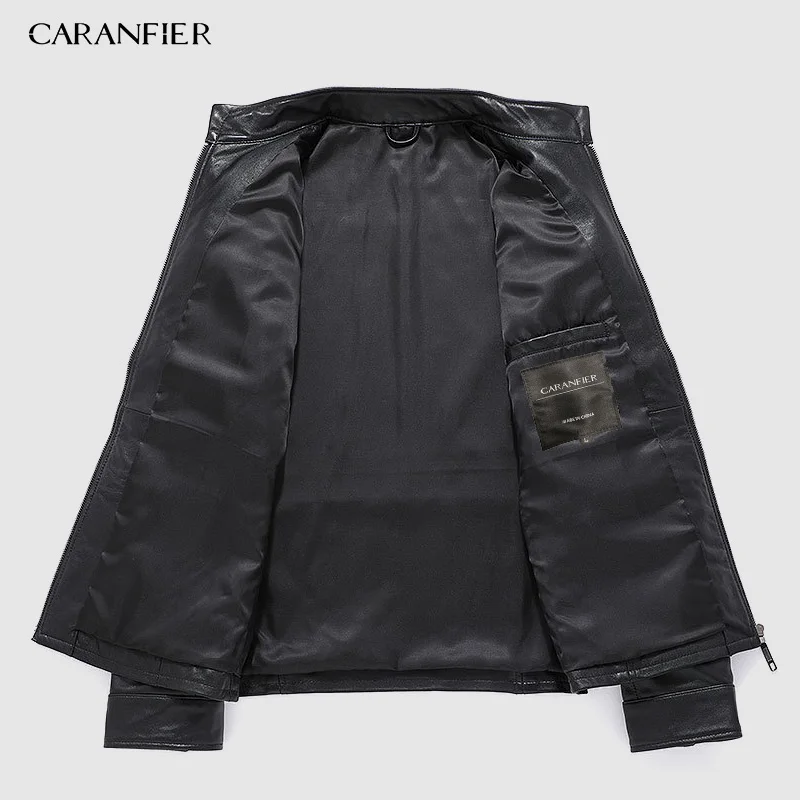 CARANFIER овчина мужская кожаная куртка бренд индийский мотоцикл Многофункциональная куртка мужская съемная подкладка куртка из натуральной кожи