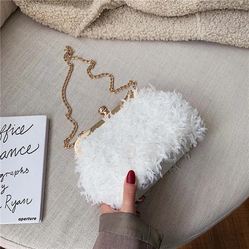 Роскошная кожаная сумка-клатч с украшением в виде перьев Женская винтажная