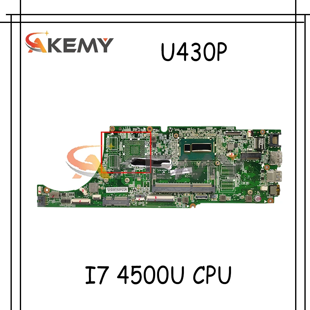 

Материнская плата Akemy для ноутбука Lenovo U430p I7 4500U, встроенная графика Daolz9mb8f0 100%, тест ОК, гарантия качества