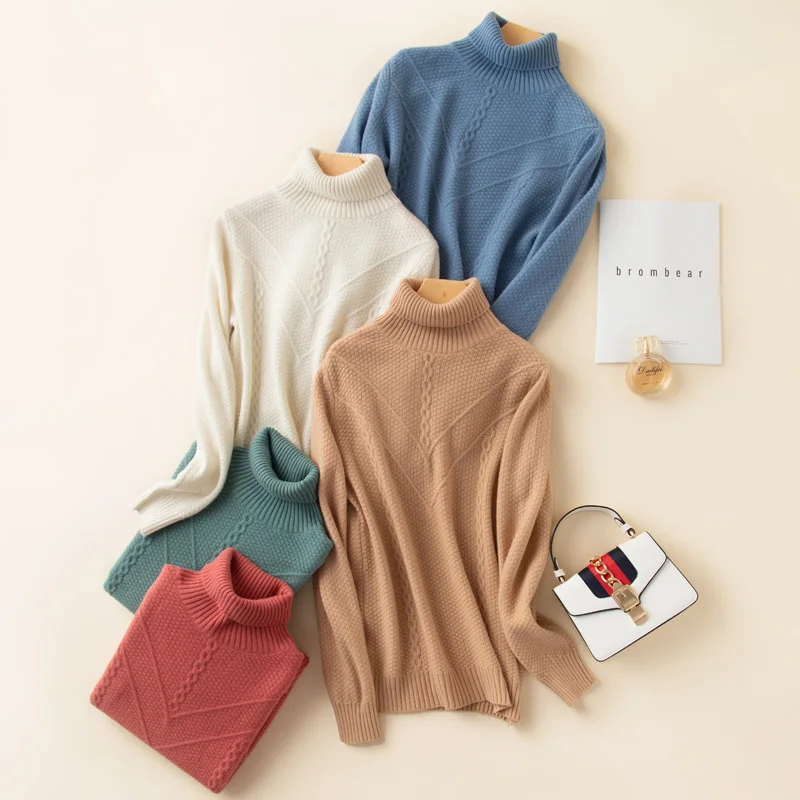 

knitted wool turtleneck sweater women winter warm thick fashion new pullover full sleeves short female casual tops jacket