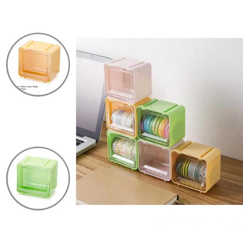 

High Quality Universal Mini Tape Storage Dispenser Plastic Dust Proof Tape Storage Case for Office Tape Storage Boxes