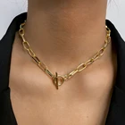 Ожерелье IPARAM в стиле панк женское, толстая цепь с застежкой OT, Минималистичная цепочка с переключателем, колье-чокер, Подарочная бижутерия