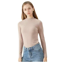 FAKUNTN – sous vêtements thermiques pour femmes, séchage rapide, décontracté, manches longues, garde au chaud, demi col roulé, hauts sans couture, hiver  (2)