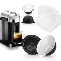 refillable food grade pp coffee capsule pods for nespresso vertuo plus with foils reusable coffee filter cup stainless tamper