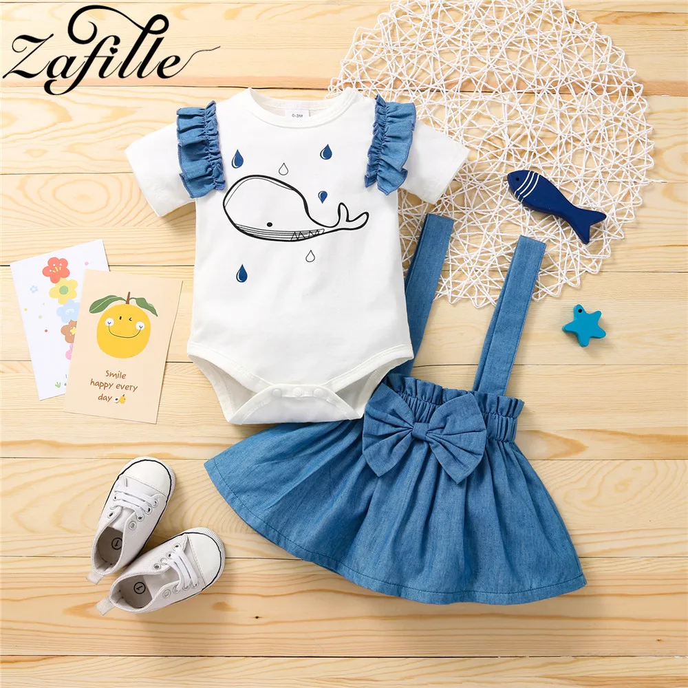 ZAFILLE детское джинсовое платье Сезон лето милые комбинезон &quotрыба&quot + юбка с