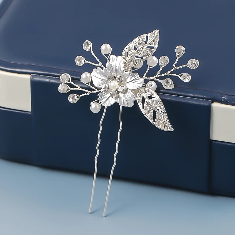 Модные заколки для волос с листьями и жемчугом цветами ручной работы из розового