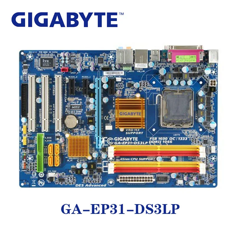 LGA 775 P31 DDR2 Gigabyte GA EP31 DS3LP 100% материнская плата USB2.0 4G настольная SATA II системная PCI E X16