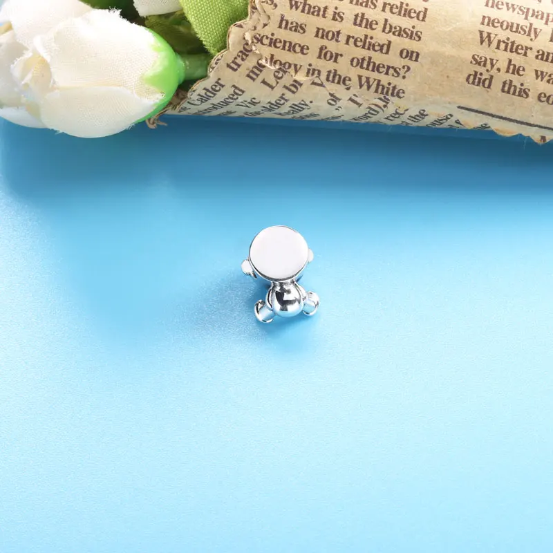 

Moonmory 925 Sterling Silver Blue Moonstone Astronaut For Boy Girl Fit DIY Brand Bracelet Original Charms Jewelry Christmas Gift