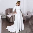 Винтажное свадебное платье Verngo трапециевидной формы с рукавами 23, простое платье невесты с карманами и разрезом, свадебные платья, 2020