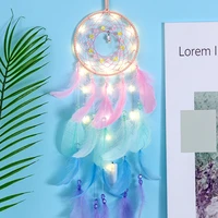 wall dreamcatcher led handmade feather dream catcher braided wind chimes art for room decoration hanging home decor poster