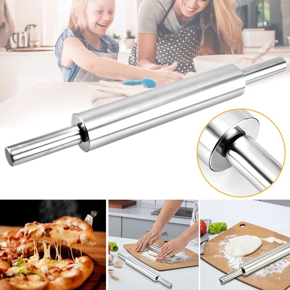 

Rolling Pin Stainless Steel Pastry Pizza Fondant Bakers Roller Metal Kitchen Tool for Baking Dough Pizza Pie Cookies Tool