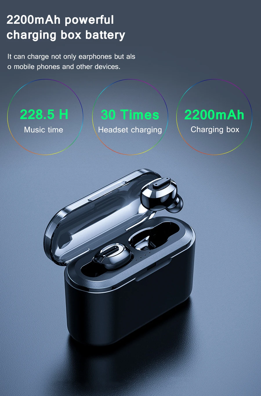 Беспроводные наушники стерео bluetooth наушники T2 TWS Bass Surround auriculares bluetooth inalambrico 2200 мАч музыка fone de ouvido