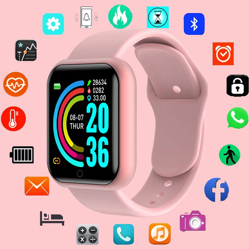 

Цифровые умные спортивные часы, женские часы, цифровые наручные часы с силиконовым ремешком, Bluetooth, фитнес, мониторинг здоровья для мужчин и ...