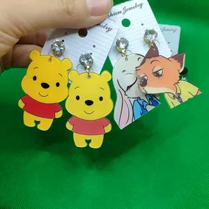 disney new arrival cartoon accessories winnie the pooh plastic earings mickey mouse ear pendant zootopia jewlery 925 silver free global shipping