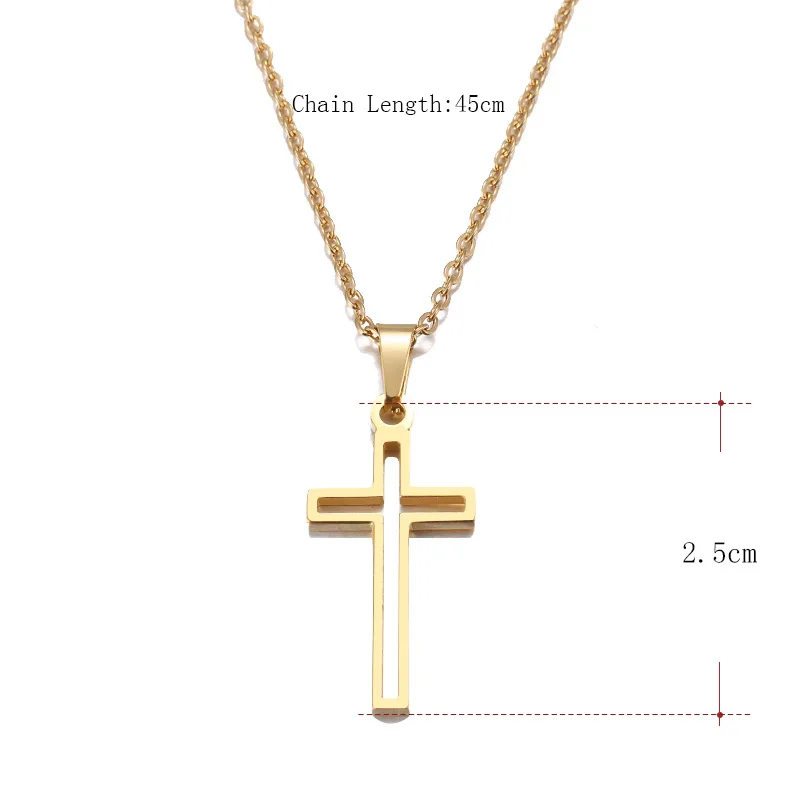 

Stainless Steel Necklace For Women Lover's Gold And Rose Gold Color Chain Cross Necklace Small Cross Religious Jewelry