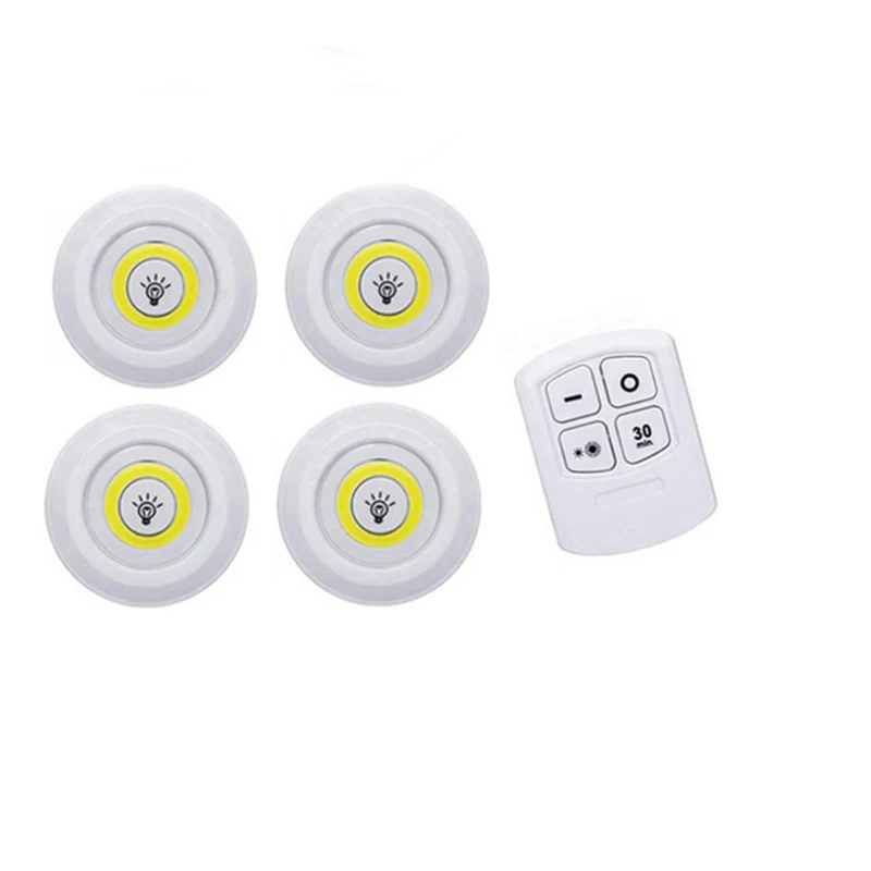 1Remote 4Lamp Затемнения светодиодный свет под кабинет с пультом дистанционного управления Управление Батарея батарейках светодиодный шкафы светильники для гардероб, спальня Ванная комната освещение - Цвет: 1Remote 4Lamp