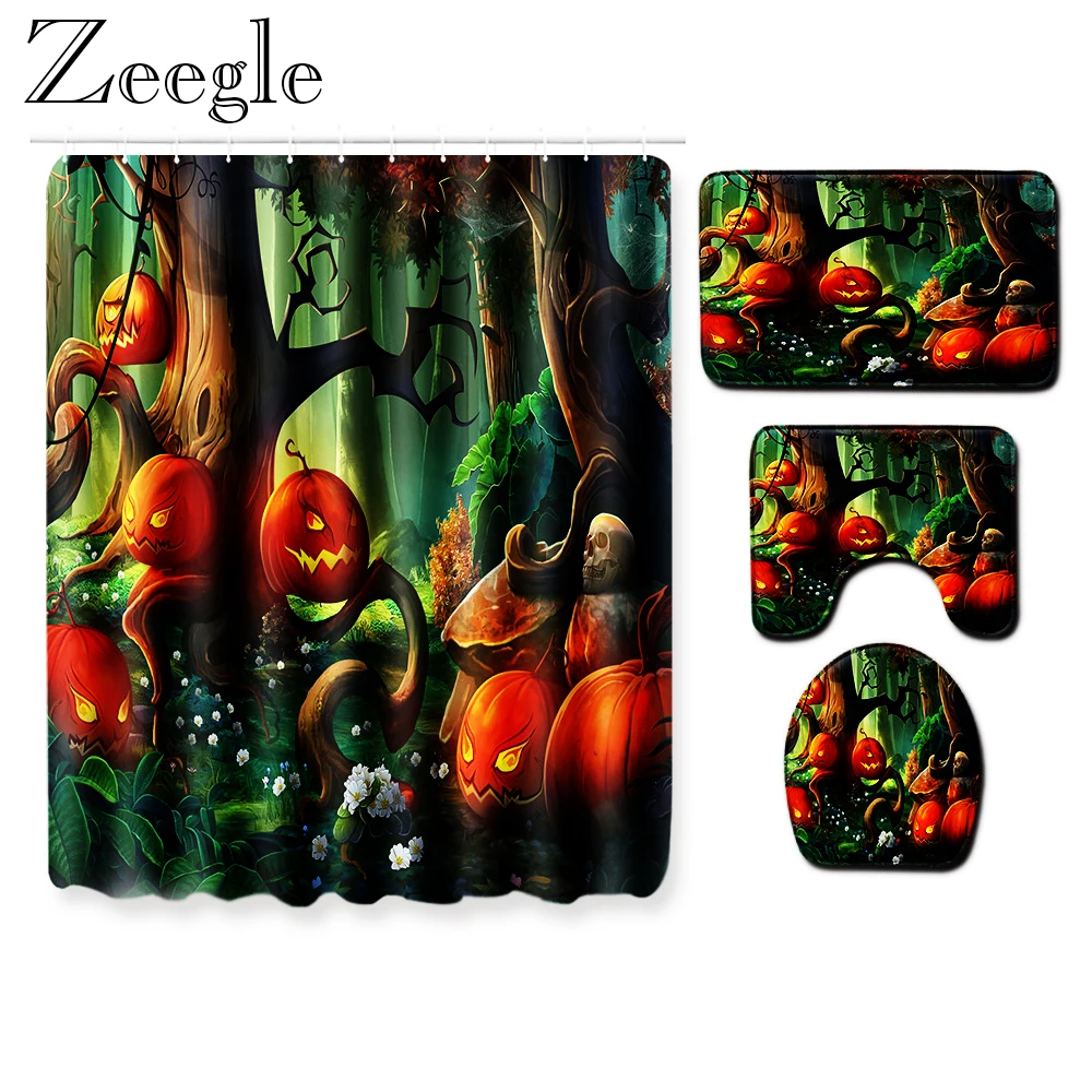 Zeegle Хэллоуин Рождество Ванна занавес водонепроницаемый Душ Ванная комната ковер