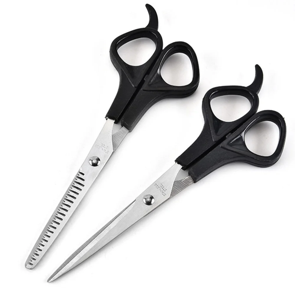 

2 Sets of Hairdressing Scissor Teeth Scissor Flat Scissor Hair Comb Hair Cutting Scissors Black