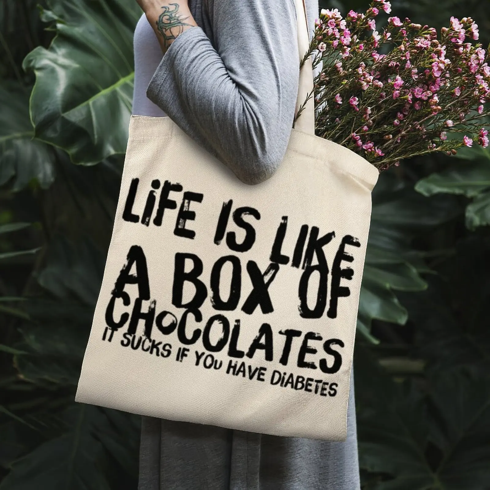 

Diabetes Funny Tote Bag White Canvas Bag 90s School Teacher Supplies