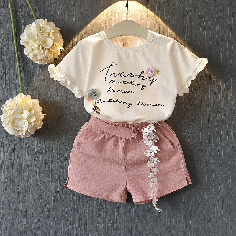 Menoea Kids Clothes 2020 Summer Style Baby Girls Sleeveless Shirt +Shorts 2PCS Suit Children Clothing Sets Fashion | Детская одежда и