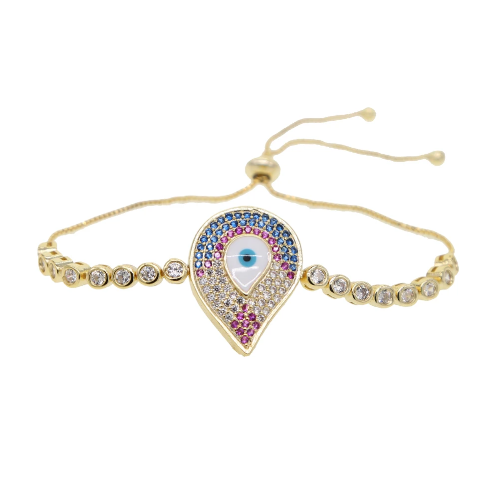 Новинка Pave aaa CZ нано бирюза Турецкий Дурной глаз оплетка с каплями воды макраме