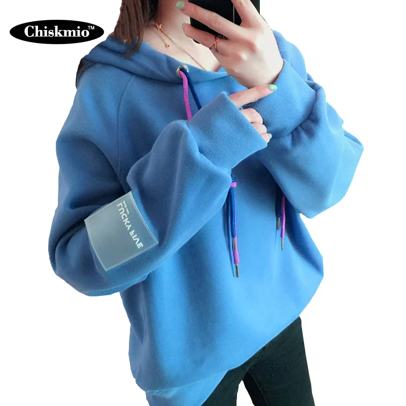 Толстовка Chiskmio женская с капюшоном свитшот на шнуровке пуловер теплая свободная