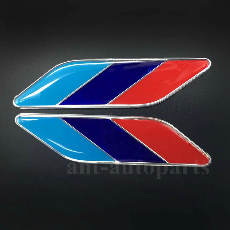 Pair Auto Car  Tricolor Fender Emblems Skirts Badge Body Side Decal Sticker For BMW X 3 4 5 6 7 series