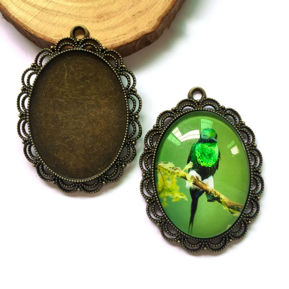 

5pcs/lot antique bronze tray pendant setting cameo tray inner 30*40mm cabochon supplies for jewelry MC-598