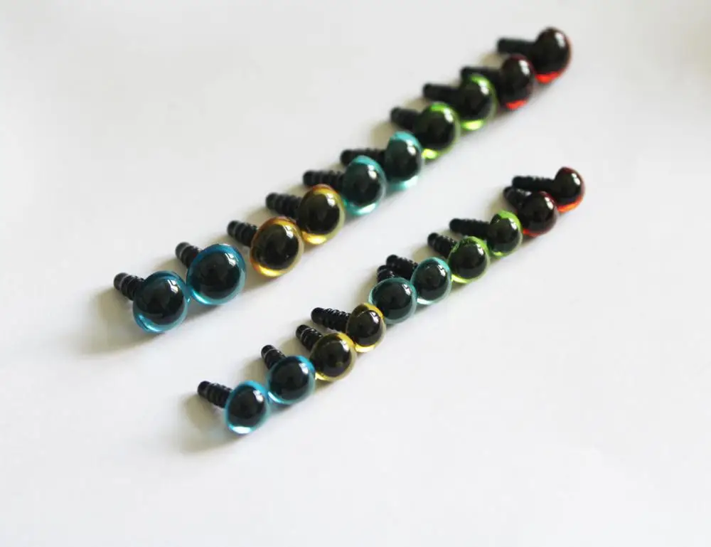 50pcs/lot 8mm 10mm round plastic clear crystal safety toy eyes +hard washer green/yellow/red/blue/light blue color option |