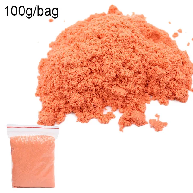 Orange Sand 100 г/пакет волшебный динамический песок игрушки глиняные супер цветные мягкие слизи пространство играть песок антистресс поставки Развивающие игрушки для детей - Цвет: Orange Sand