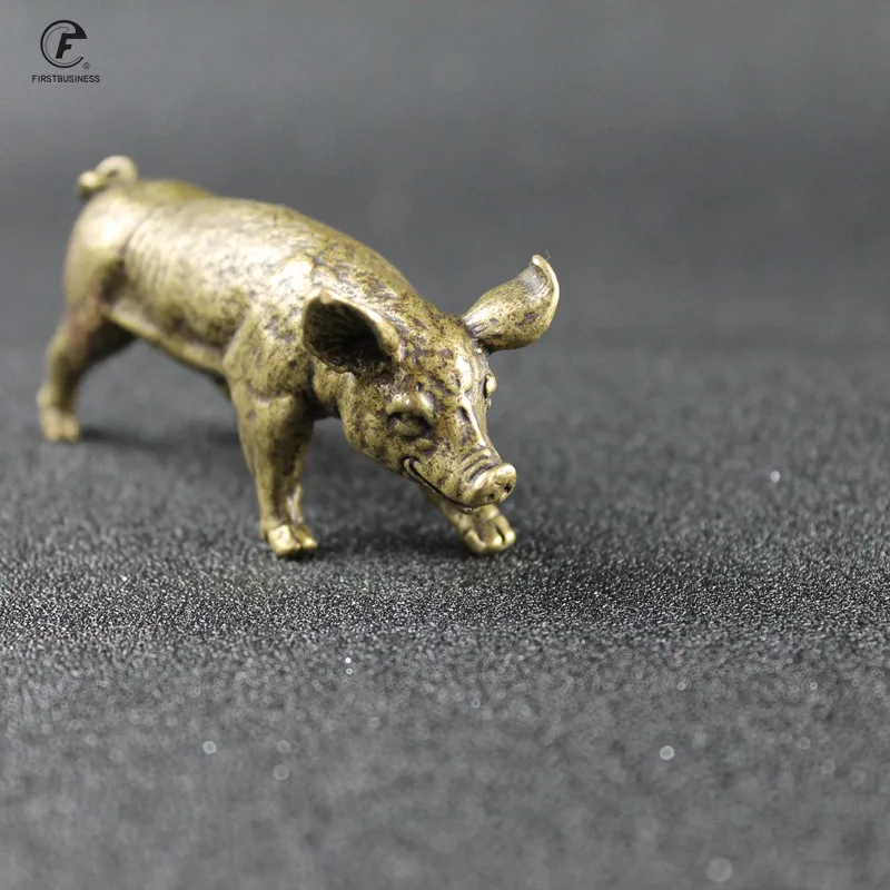 Медный Китайский 12 Зодиак дикая кабана свинья статуя украшения дома античная