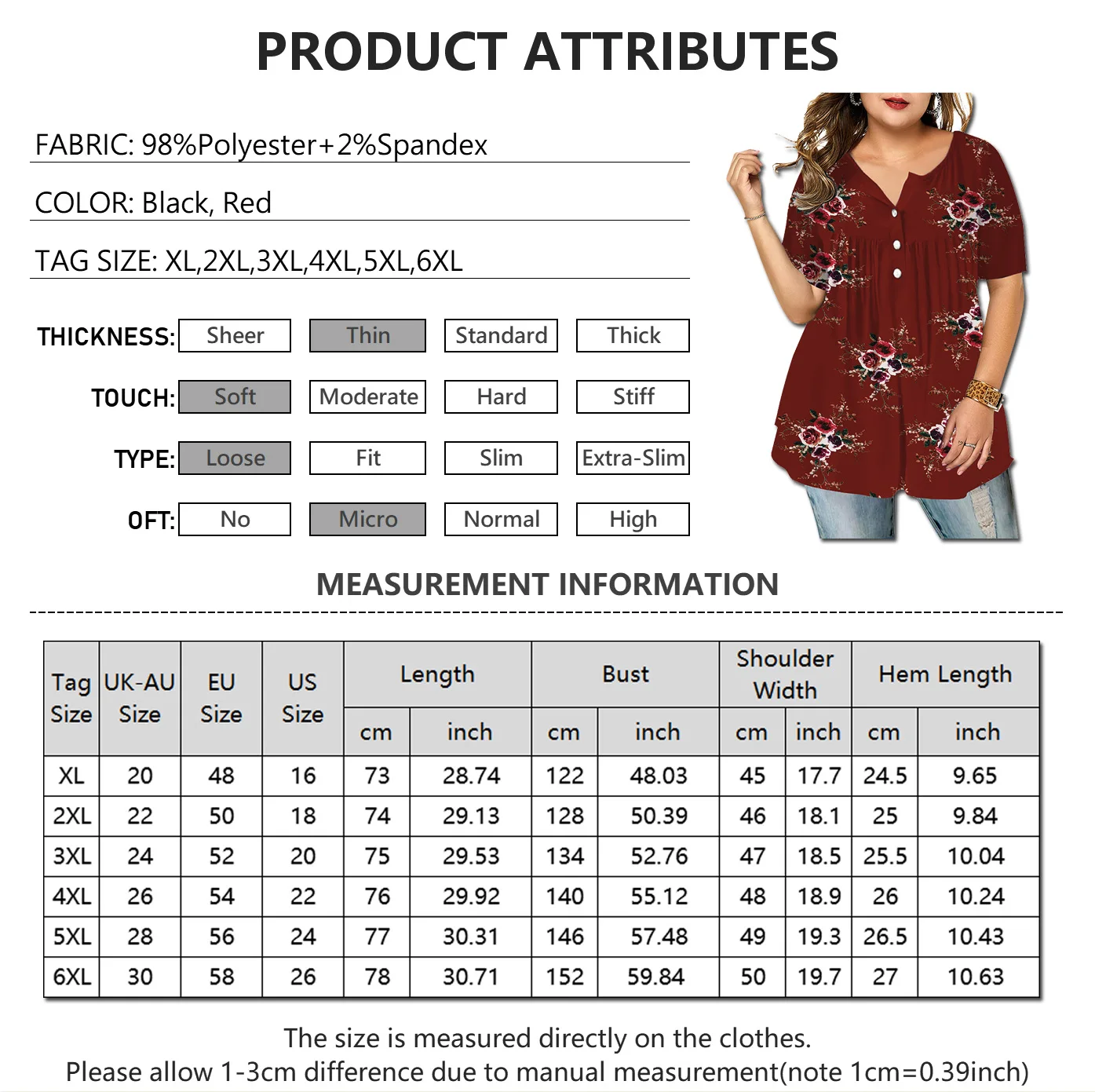 

6Xl 5Xl Women Blouses Shirt T-Shirt Plus Size Summer Button Flower Printed Loose Large Size 4Xl 3Xl Ladies Tshirt Tops Tee D30