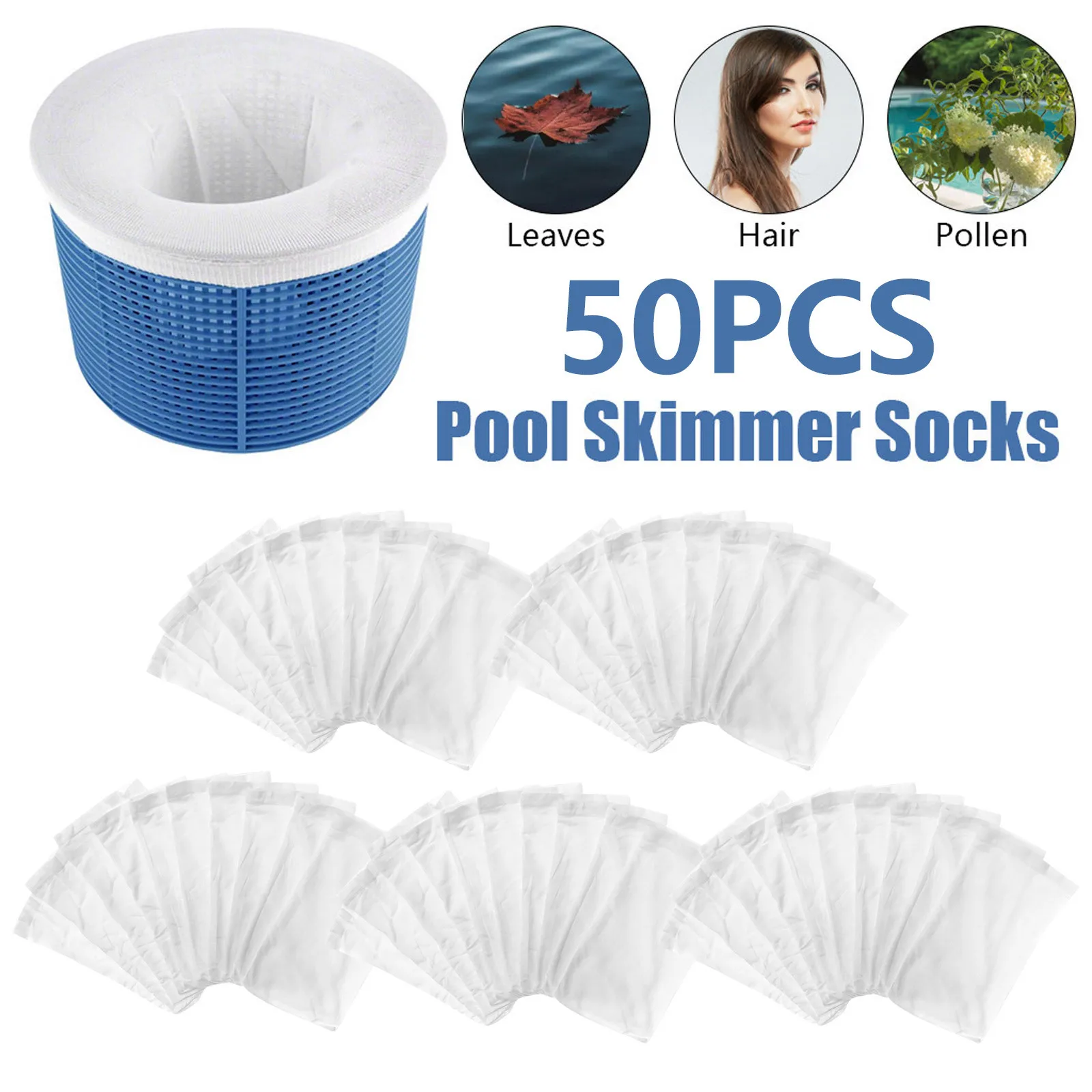 

50pcs Filter Pool Skimmer Socks Nylon Pool Trash Can Set Can Clean The Leaves Of The Ground Pool Pool Supplies