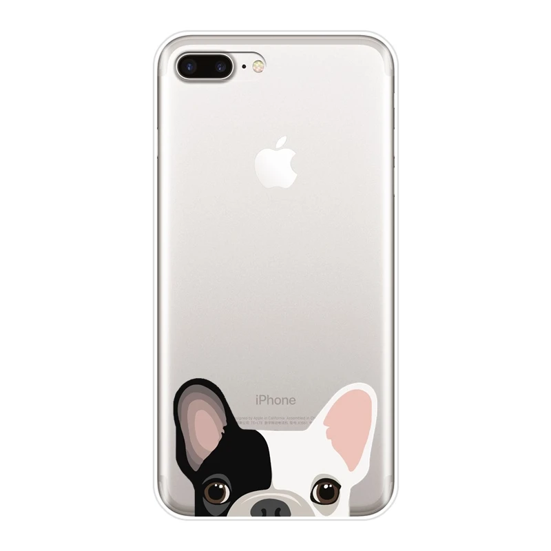 ТПУ задняя крышка для iPhone X XR XS MAX 8 7 6 S мопса Французский бульдог силиконовый
