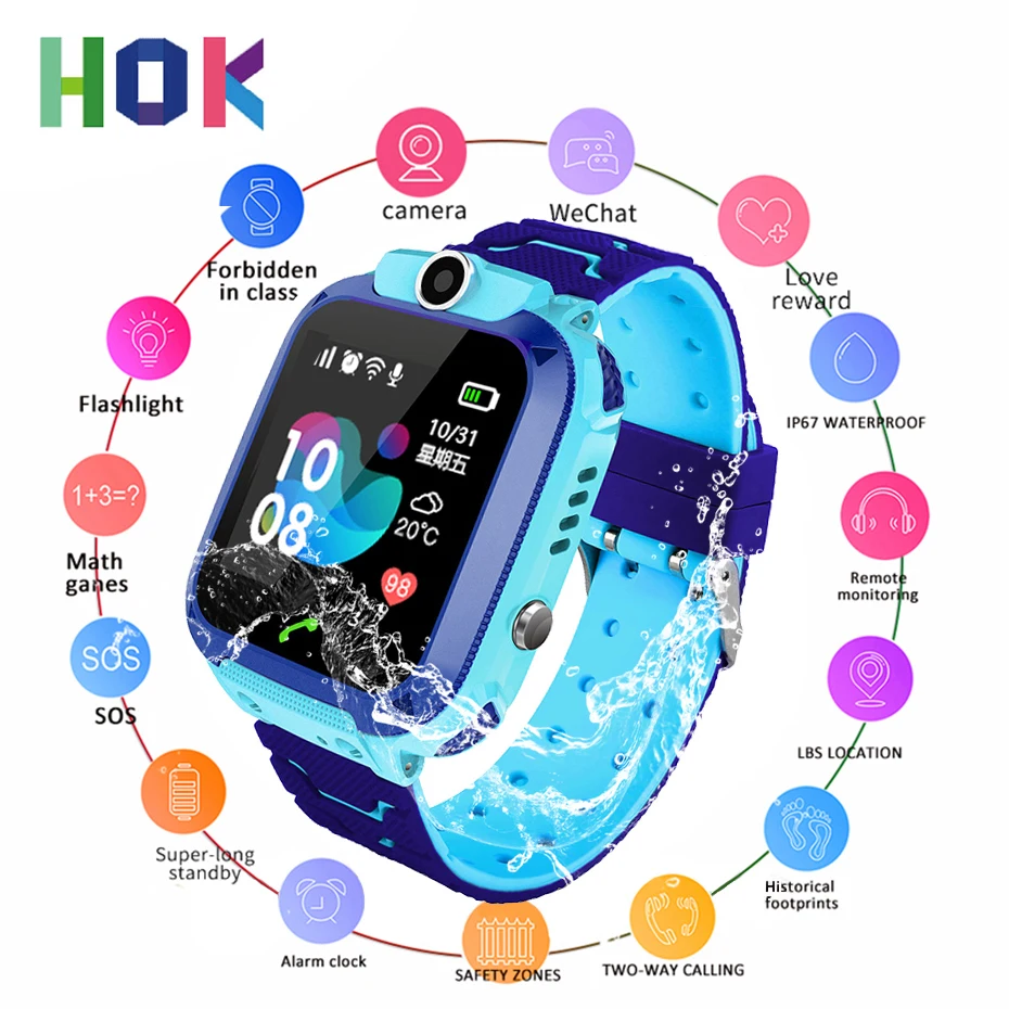 Kid Smart Watch Waterproof LBS Location Children Positioning SOS Camera Touch Screen Voice Chat Sim Call For Baby | Электроника